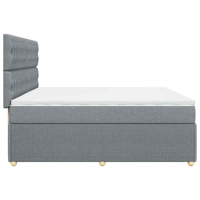 Pat box spring cu saltea, gri deschis, 200x200 cm, textil - WALTI WALTI