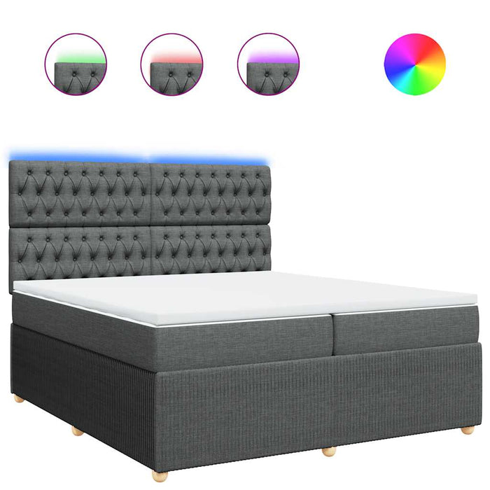 Pat box spring cu saltea, gri închis, 200x200 cm, textil - WALTI WALTI