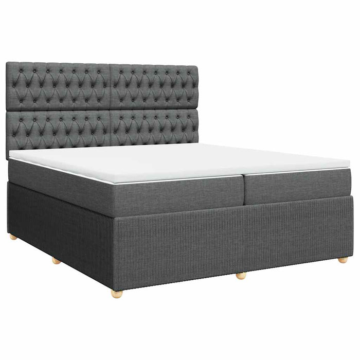 Pat box spring cu saltea, gri închis, 200x200 cm, textil - WALTI WALTI
