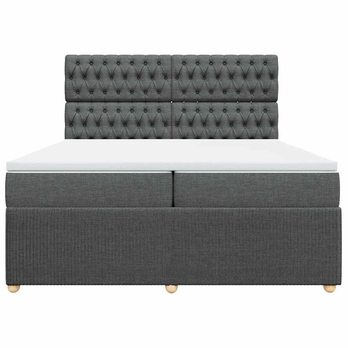 Pat box spring cu saltea, gri închis, 200x200 cm, textil - WALTI WALTI