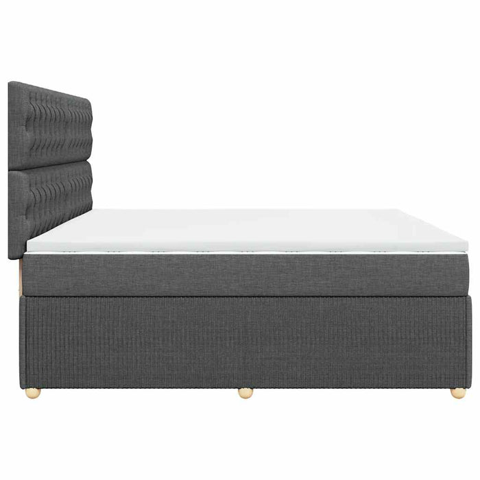 Pat box spring cu saltea, gri închis, 200x200 cm, textil - WALTI WALTI