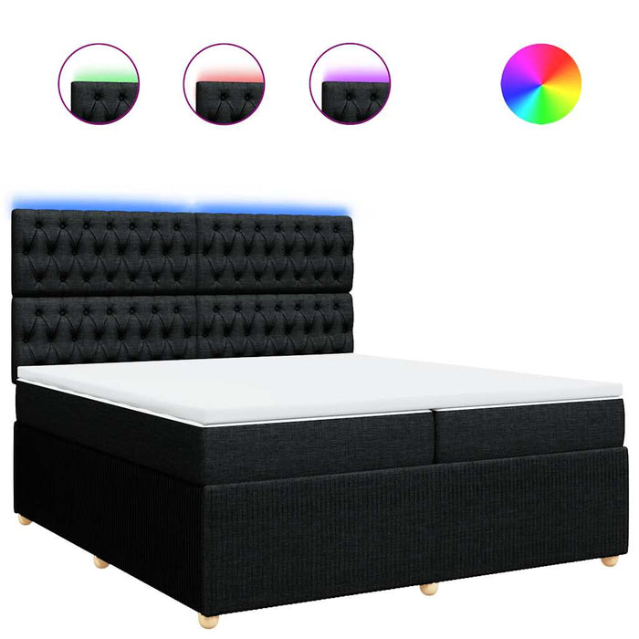 Pat box spring cu saltea, negru, 200x200 cm, textil - WALTI WALTI