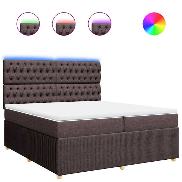 Pat box spring cu saltea, maro închis, 200x200 cm, textil - WALTI WALTI