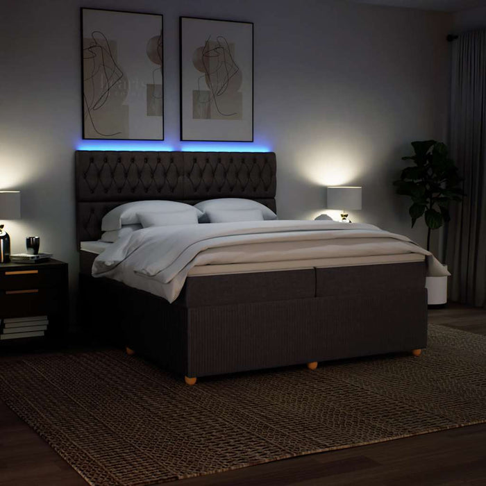 Pat box spring cu saltea, maro închis, 200x200 cm, textil - WALTI WALTI