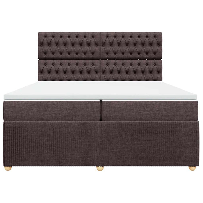 Pat box spring cu saltea, maro închis, 200x200 cm, textil - WALTI WALTI
