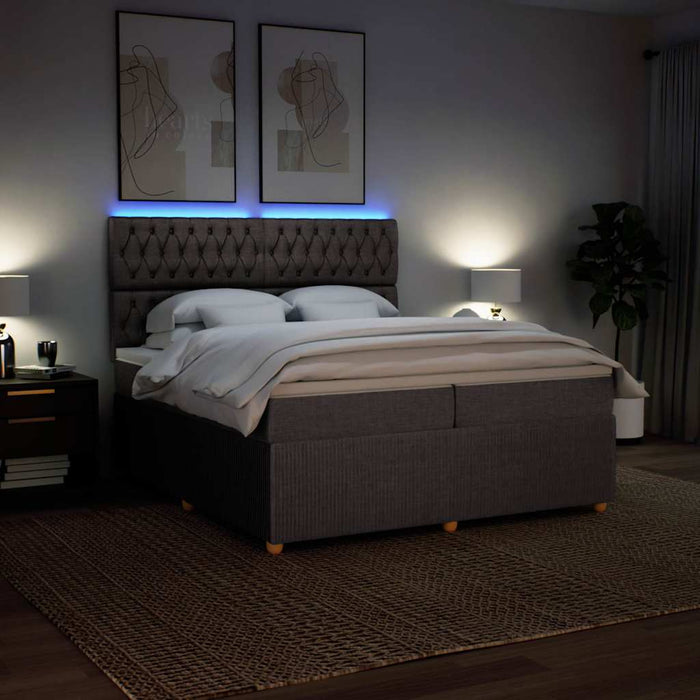 Pat box spring cu saltea, gri taupe, 200x200 cm, textil - WALTI WALTI