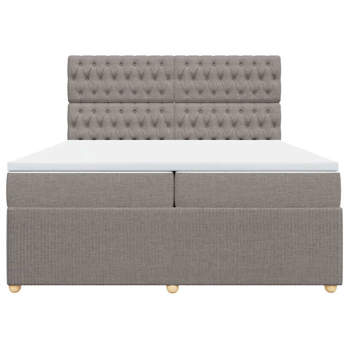 Pat box spring cu saltea, gri taupe, 200x200 cm, textil - WALTI WALTI