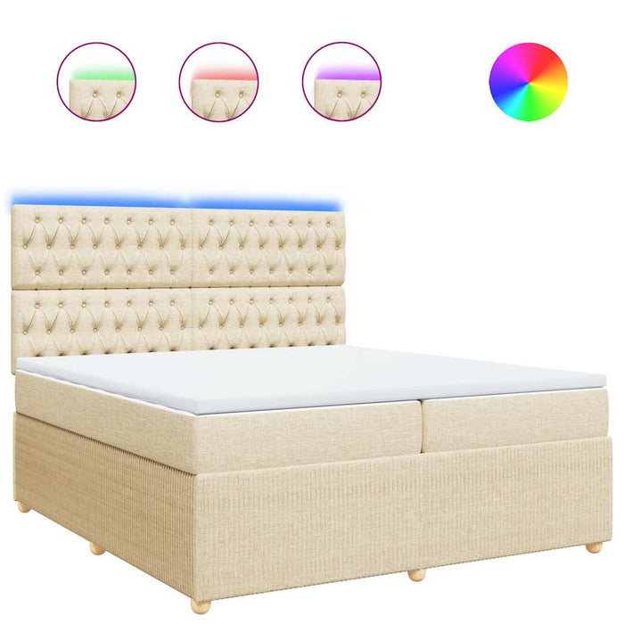 Pat box spring cu saltea, crem, 200x200 cm, textil - WALTI WALTI