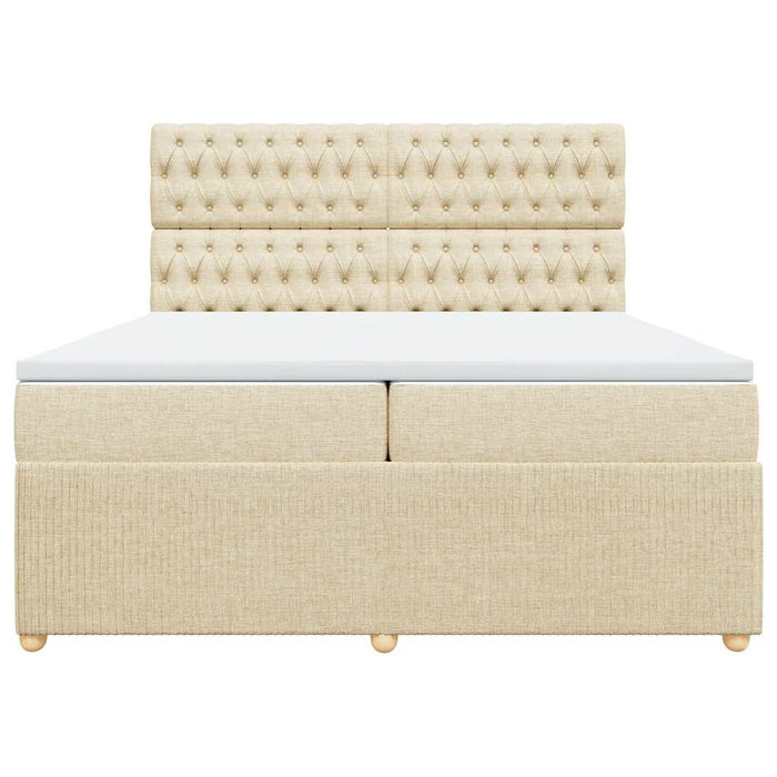 Pat box spring cu saltea, crem, 200x200 cm, textil - WALTI WALTI