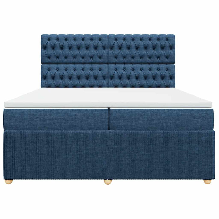 Pat box spring cu saltea, albastru, 200x200 cm, textil - WALTI WALTI