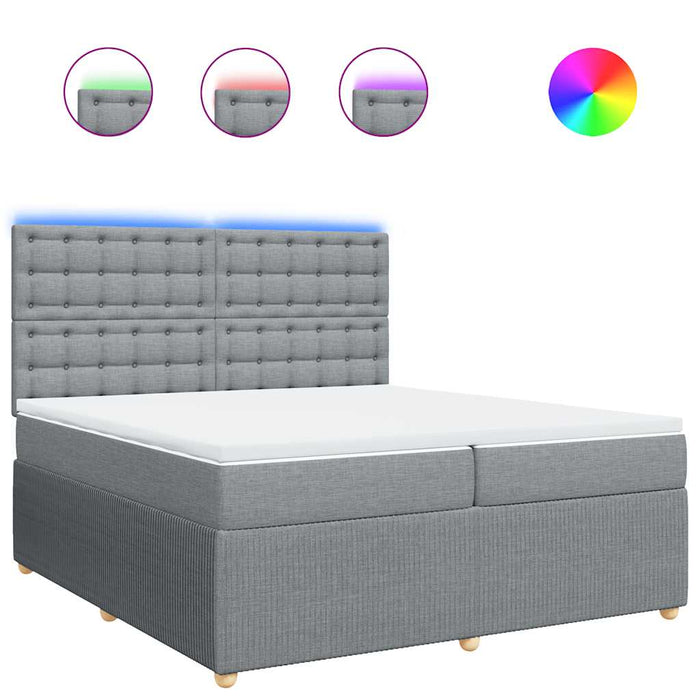Pat box spring cu saltea, gri deschis, 200x200 cm, textil - WALTI WALTI