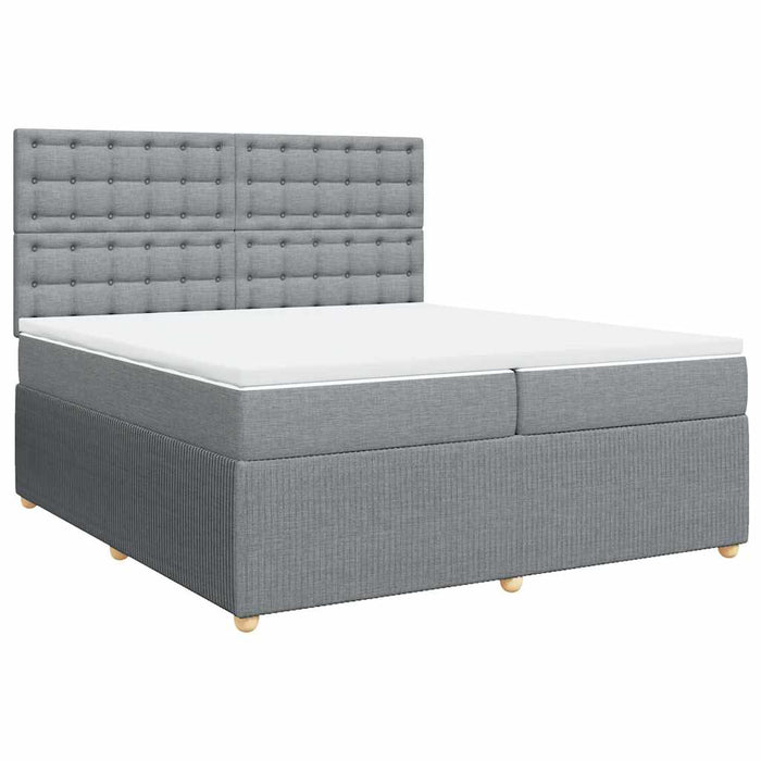 Pat box spring cu saltea, gri deschis, 200x200 cm, textil - WALTI WALTI