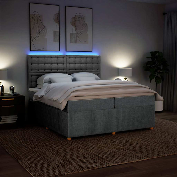 Pat box spring cu saltea, gri deschis, 200x200 cm, textil - WALTI WALTI