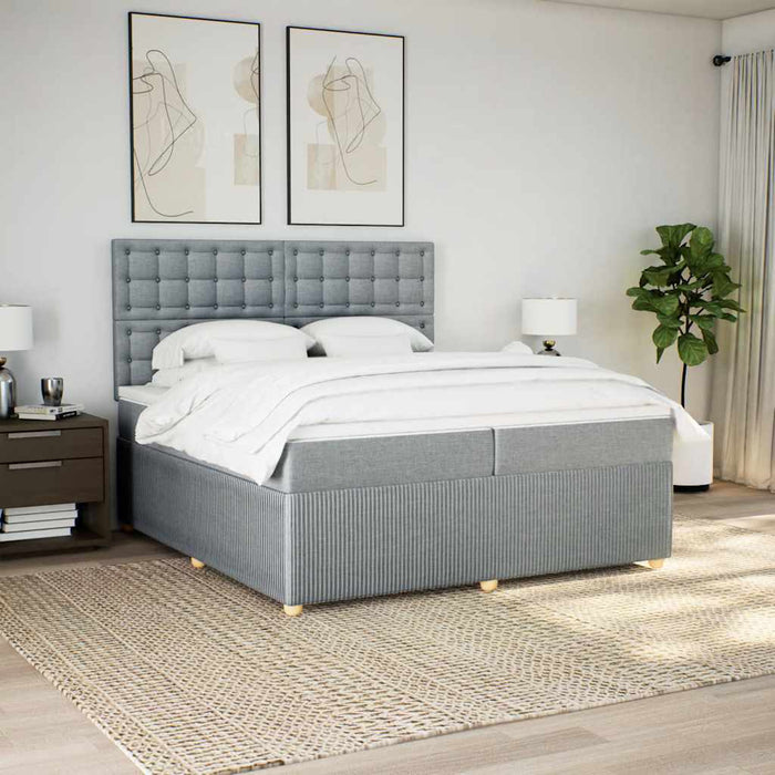 Pat box spring cu saltea, gri deschis, 200x200 cm, textil - WALTI WALTI