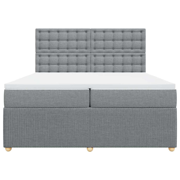 Pat box spring cu saltea, gri deschis, 200x200 cm, textil - WALTI WALTI