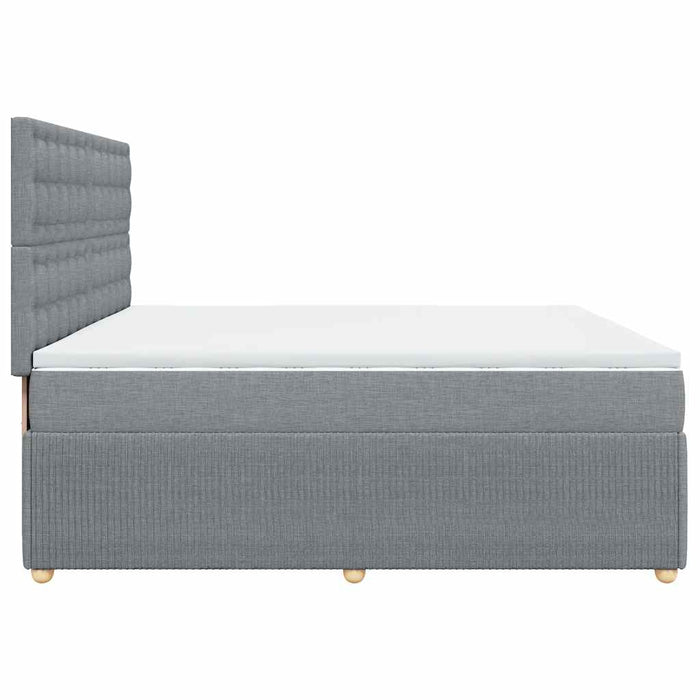 Pat box spring cu saltea, gri deschis, 200x200 cm, textil - WALTI WALTI