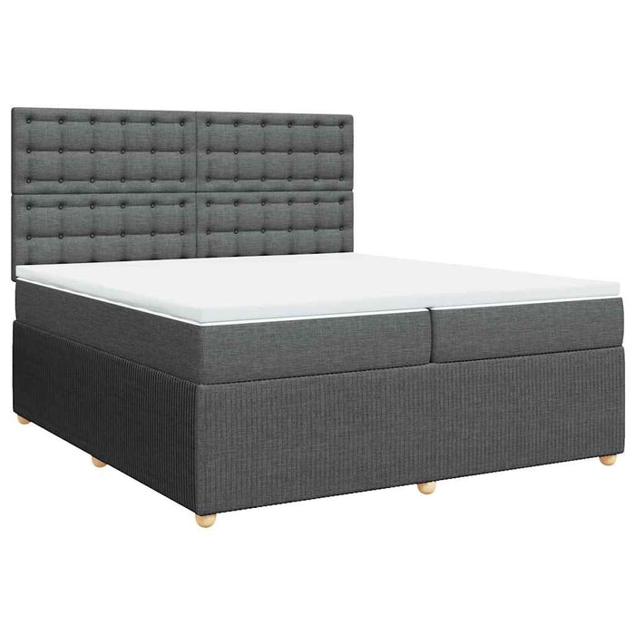 Pat box spring cu saltea, gri închis, 200x200 cm, textil - WALTI WALTI