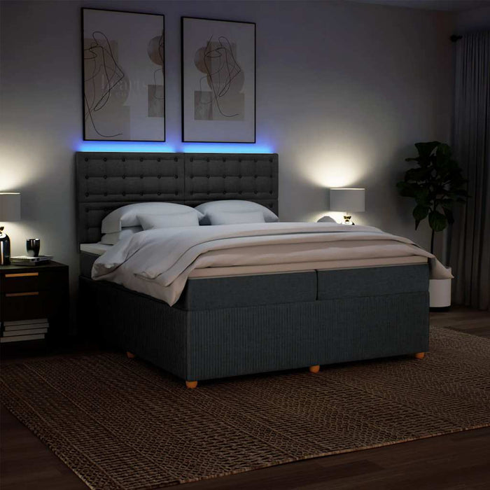 Pat box spring cu saltea, gri închis, 200x200 cm, textil - WALTI WALTI