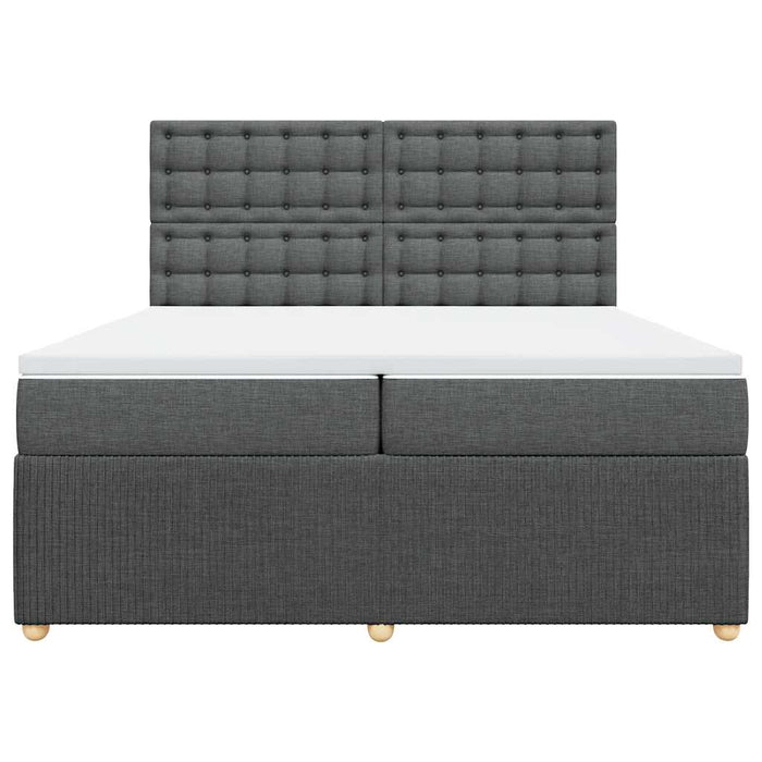 Pat box spring cu saltea, gri închis, 200x200 cm, textil - WALTI WALTI