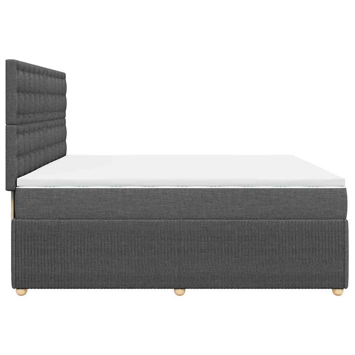 Pat box spring cu saltea, gri închis, 200x200 cm, textil - WALTI WALTI