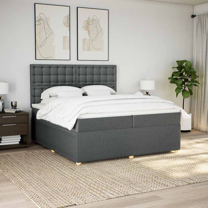 Pat box spring cu saltea, gri închis, 200x200 cm, textil - WALTI WALTI