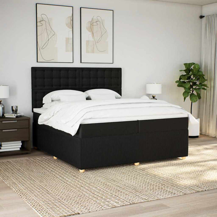 Pat box spring cu saltea, negru, 200x200 cm, textil - WALTI WALTI