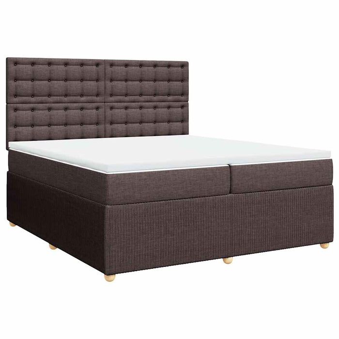 Pat box spring cu saltea, maro închis, 200x200 cm, textil - WALTI WALTI