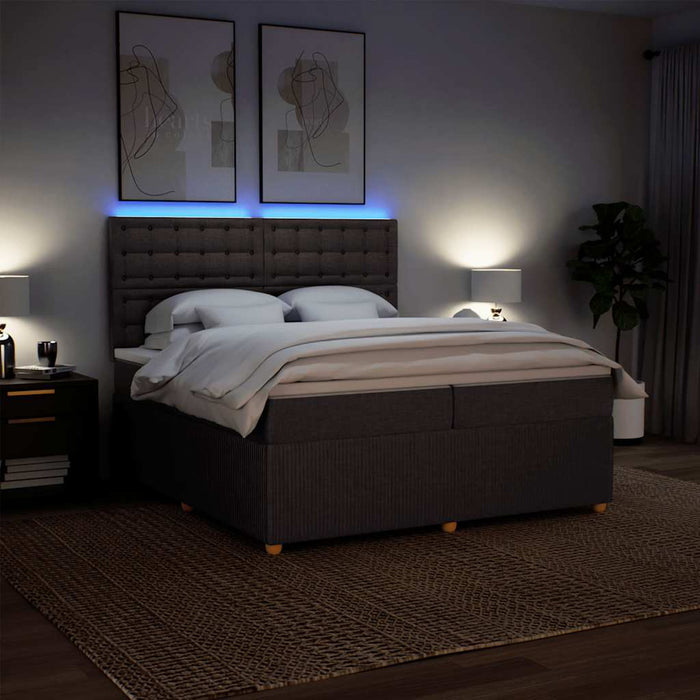 Pat box spring cu saltea, maro închis, 200x200 cm, textil - WALTI WALTI