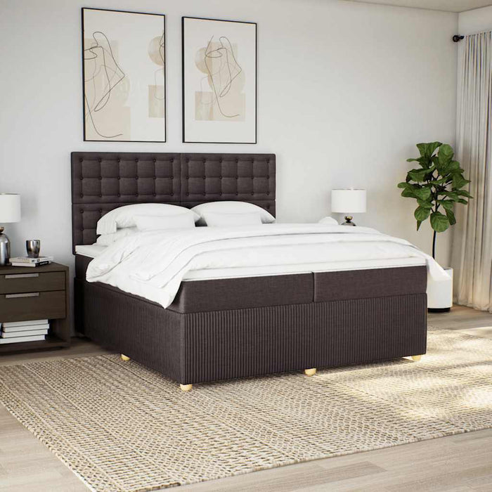 Pat box spring cu saltea, maro închis, 200x200 cm, textil - WALTI WALTI