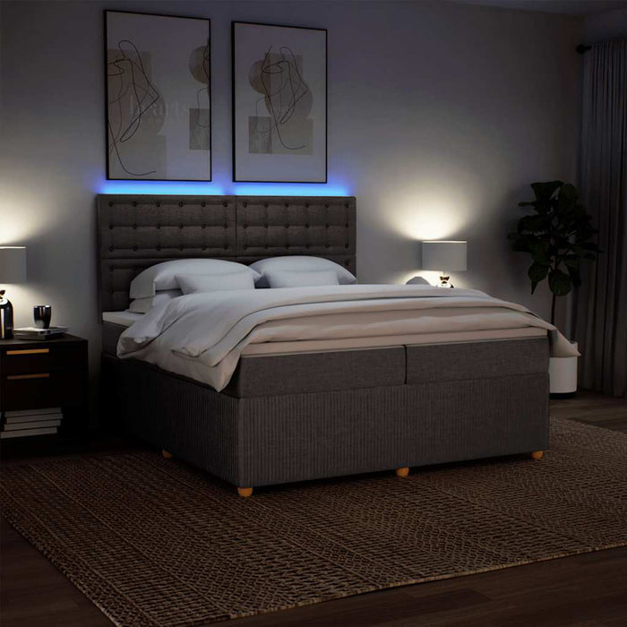 Pat box spring cu saltea, gri taupe, 200x200 cm, textil - WALTI WALTI