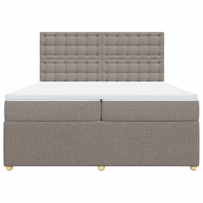 Pat box spring cu saltea, gri taupe, 200x200 cm, textil - WALTI WALTI