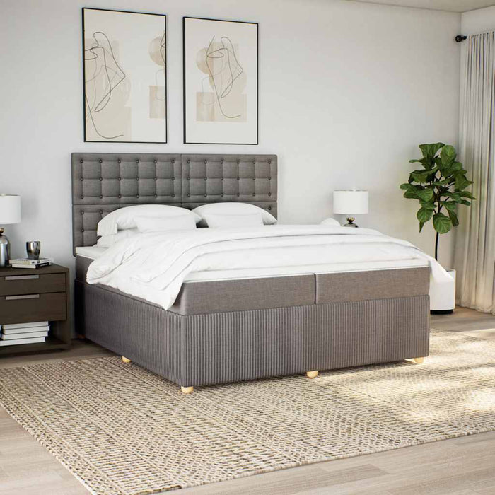 Pat box spring cu saltea, gri taupe, 200x200 cm, textil - WALTI WALTI
