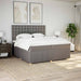 Pat box spring cu saltea, gri taupe, 200x200 cm, textil - WALTI WALTI