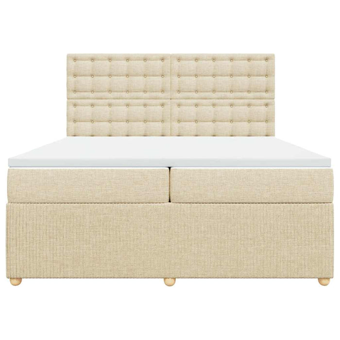 Pat box spring cu saltea, crem, 200x200 cm, textil - WALTI WALTI