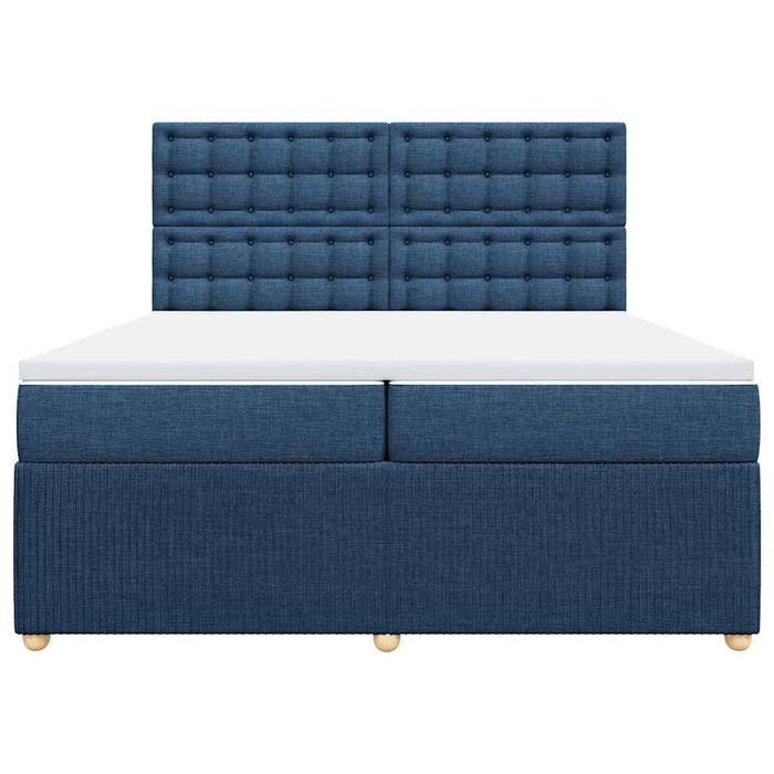Pat box spring cu saltea, albastru, 200x200 cm, textil WALTI