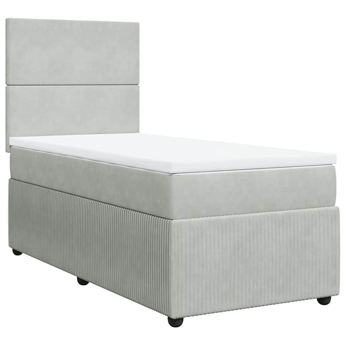 Pat continental cu saltea, gri deschis, 80x200 cm, catifea - WALTI WALTI