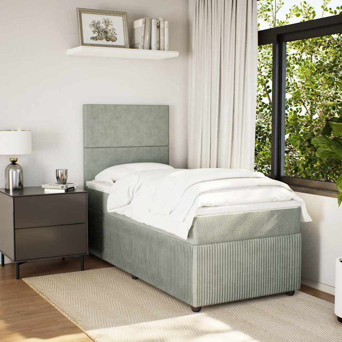 Pat continental cu saltea, gri deschis, 80x200 cm, catifea - WALTI WALTI
