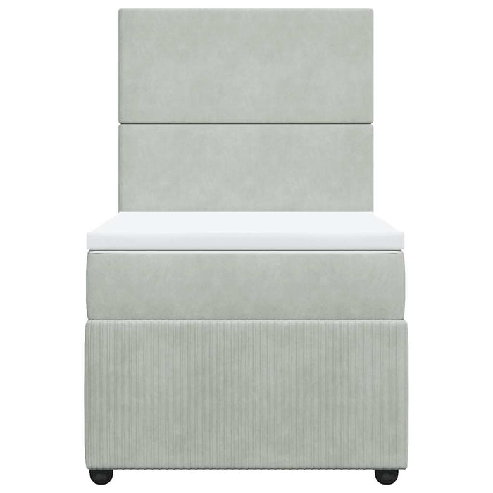 Pat continental cu saltea, gri deschis, 80x200 cm, catifea - WALTI WALTI