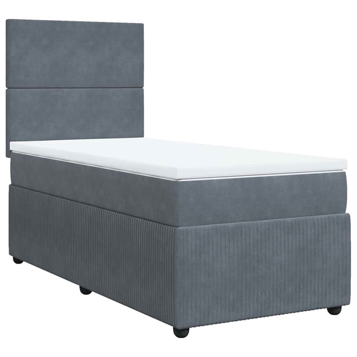 Pat box spring cu saltea, gri închis, 80x200 cm, catifea - WALTI WALTI