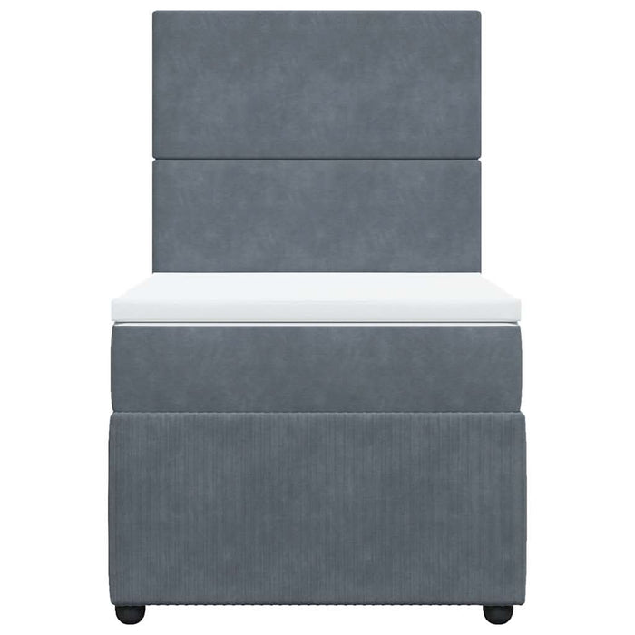 Pat box spring cu saltea, gri închis, 80x200 cm, catifea - WALTI WALTI
