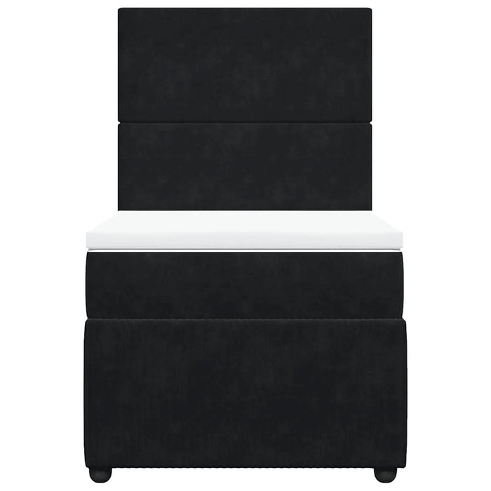 Pat box spring cu saltea, negru, 80x200 cm, catifea WALTI