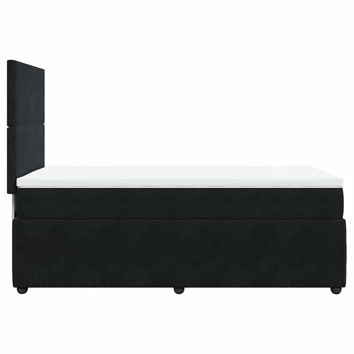 Pat box spring cu saltea, negru, 80x200 cm, catifea WALTI