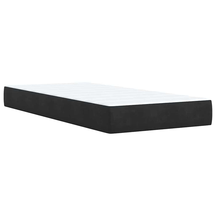 Pat box spring cu saltea, negru, 80x200 cm, catifea WALTI