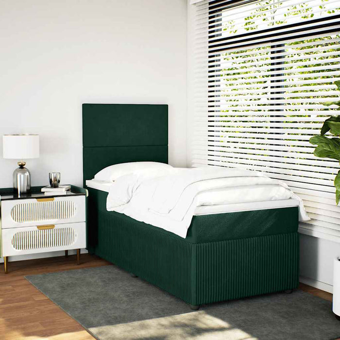 Pat continental cu saltea, verde închis, 80x200 cm, catifea - WALTI WALTI