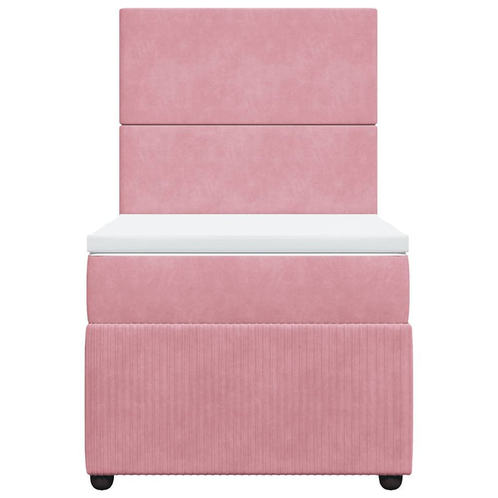 Pat box spring cu saltea, roz, 80x200 cm, catifea - WALTI WALTI