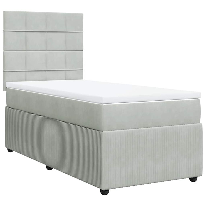 Pat continental cu saltea, gri deschis, 80x200 cm, catifea - WALTI WALTI