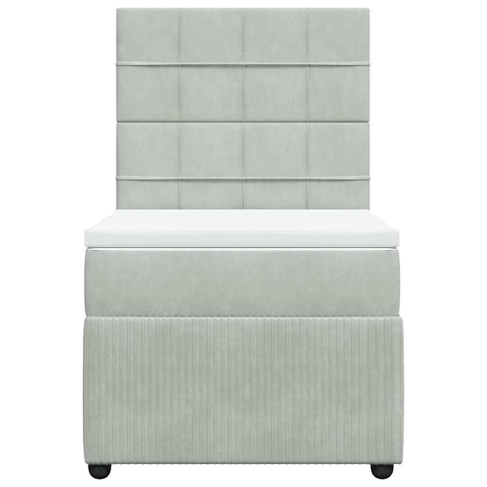 Pat continental cu saltea, gri deschis, 80x200 cm, catifea - WALTI WALTI