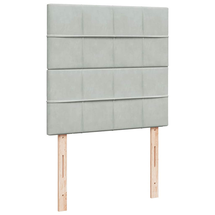 Pat continental cu saltea, gri deschis, 80x200 cm, catifea - WALTI WALTI