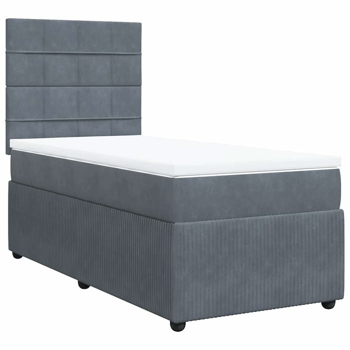 Pat box spring cu saltea, gri închis, 80x200 cm, catifea - WALTI WALTI