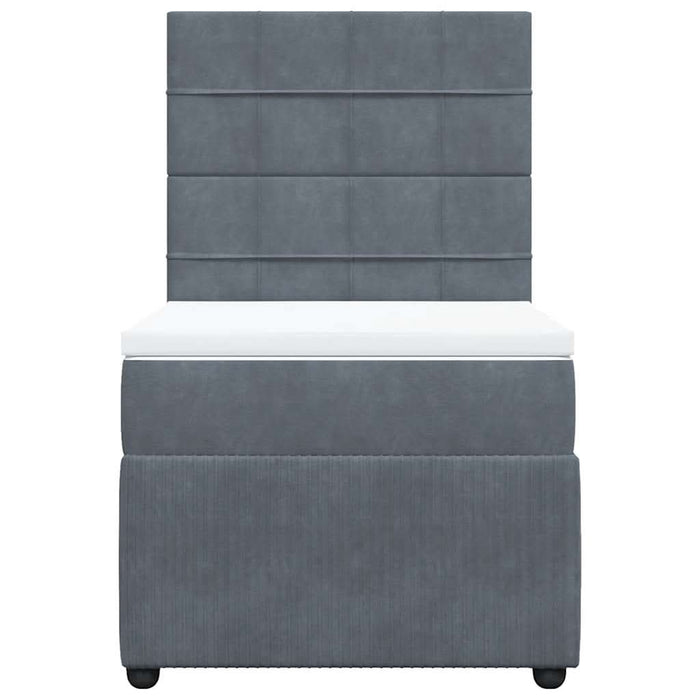 Pat box spring cu saltea, gri închis, 80x200 cm, catifea - WALTI WALTI